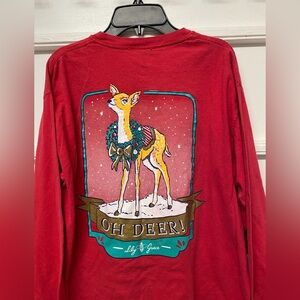 Lilly grace WOMENS long sleeves graphic Christmas TSHIRT “OH DEER” size Medium